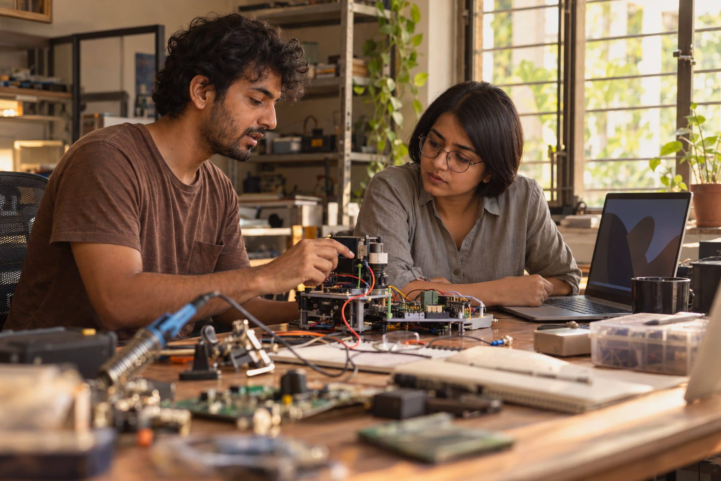 Founders working on a prototype.