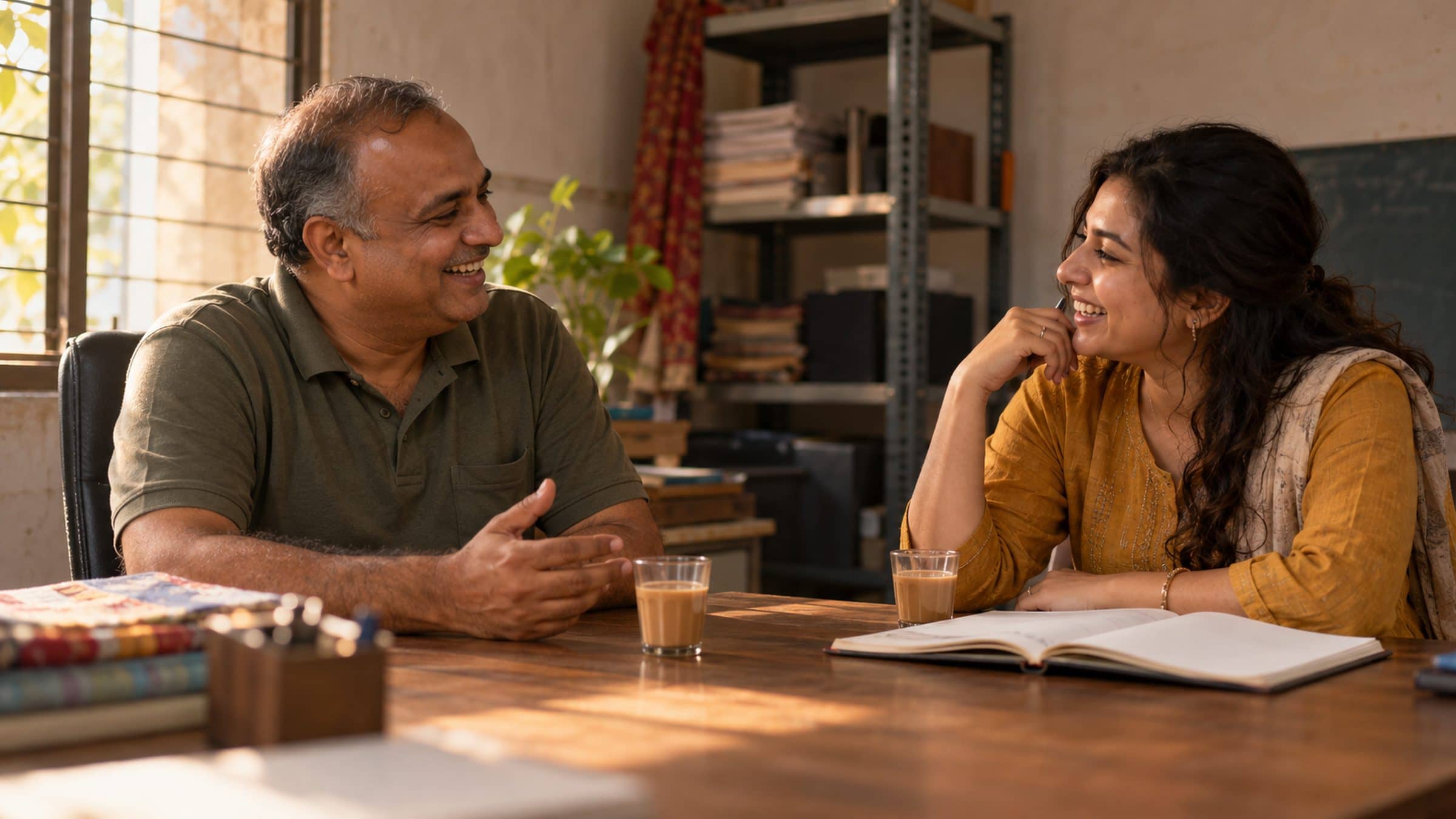 A first conversation over chai.