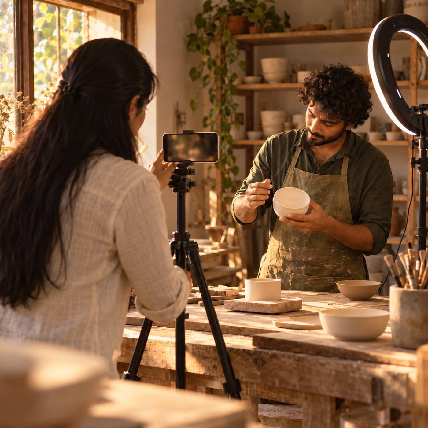 A small team filming product content.